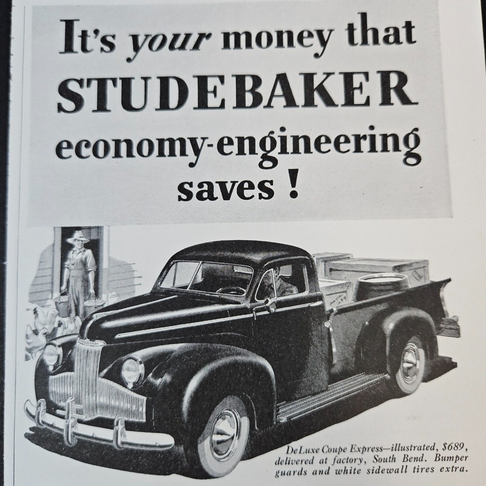 1941 Studebaker Deluxe Coupe Express Truck Vintage Print Ad South Bend IN Garage